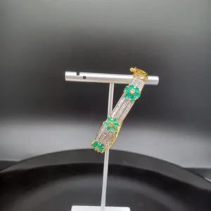 Beautiful Duel Town AD And Green Stone Flower Bracelet
